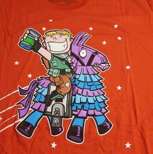 Men's Official Fornite Graphic Tee - Jonesy & Loot Llama - Orange - NWT